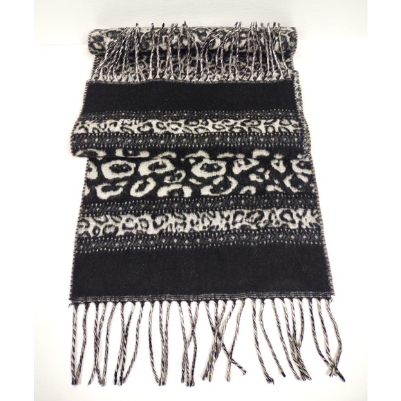 FRAAS Cashmink Scarf Soft Acrylic Animal Leopard Made In Germany Fringed 11”x52” - Picture 2 of 6